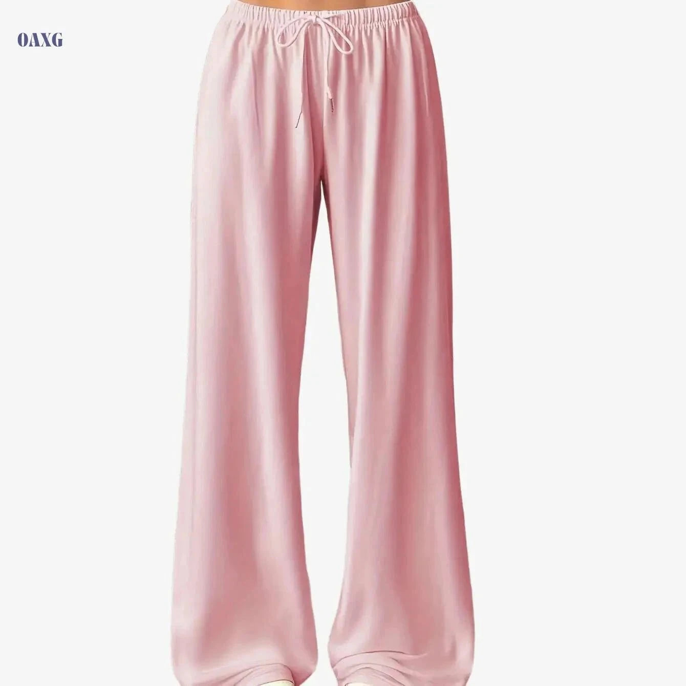 Women's Casual Joggers - Drawstring Wide Leg Pants for All Seasons   OAXG Black / XS