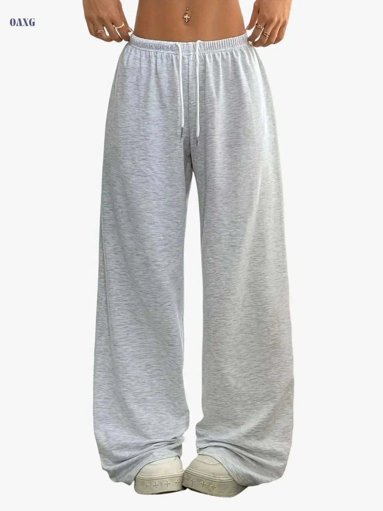 Women's Casual Joggers - Drawstring Wide Leg Pants for All Seasons   OAXG Black / XS