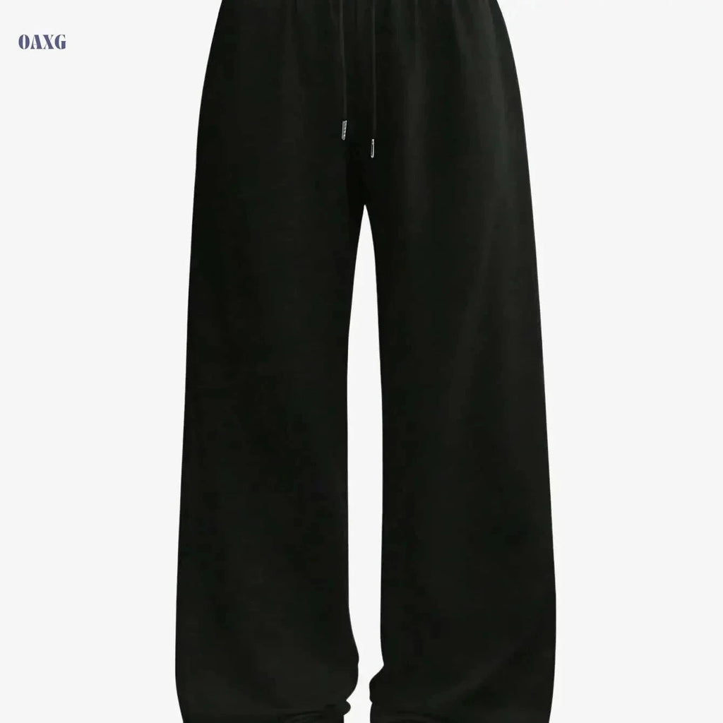 Women's Casual Joggers - Drawstring Wide Leg Pants for All Seasons   OAXG Black / XS