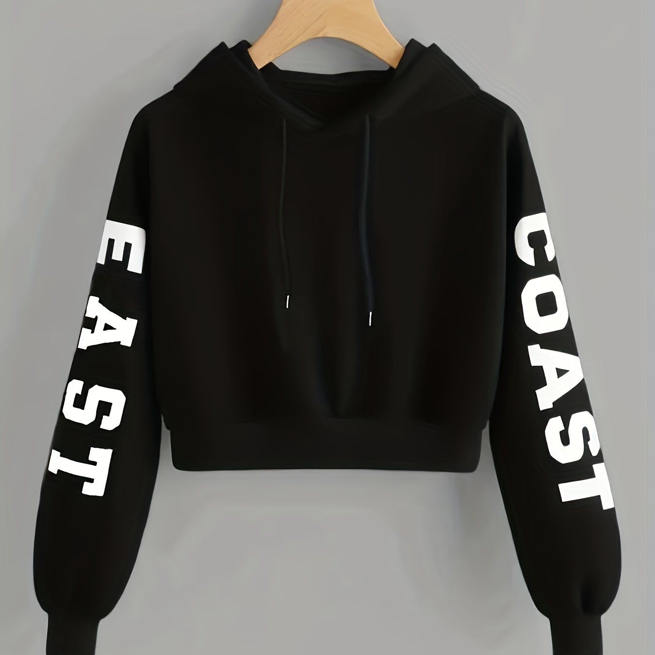 Women's Casual Letter Pattern Sweatshirt Jacket for Autumn and Winter   OAXG Black / XL