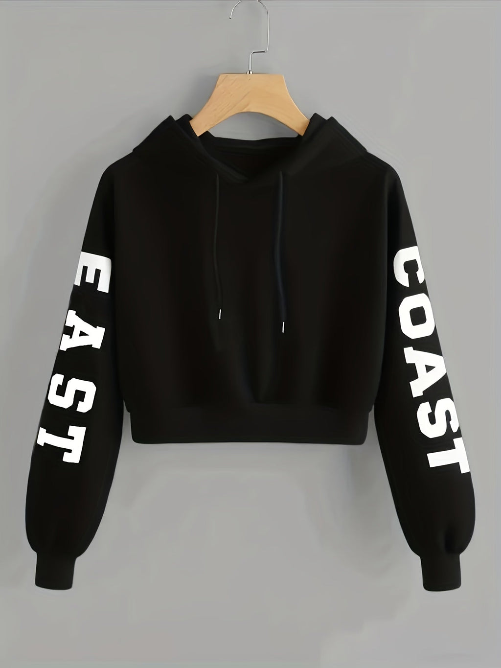 Women's Casual Letter Pattern Sweatshirt Jacket for Autumn and Winter   OAXG Black / XL