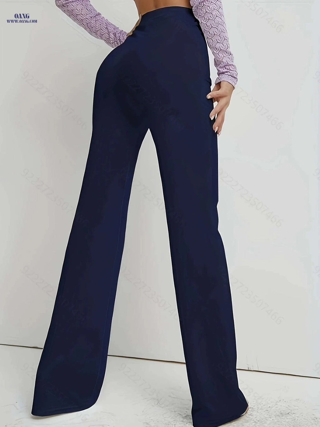 Women's Casual Long Pants - Straight Leg, Comfortable Mid Elasticity   OAXG 