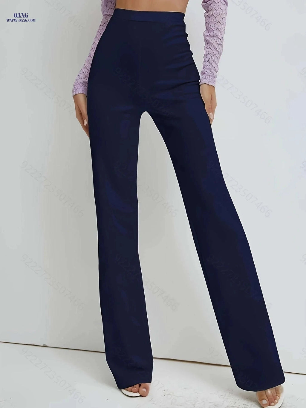 Women's Casual Long Pants - Straight Leg, Comfortable Mid Elasticity   OAXG 