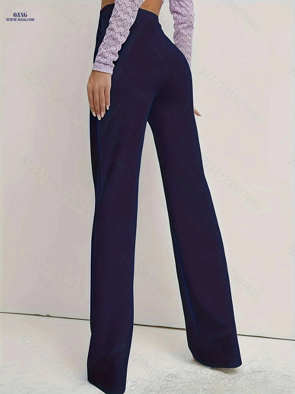 Women's Casual Long Pants - Straight Leg, Comfortable Mid Elasticity   OAXG Black / S