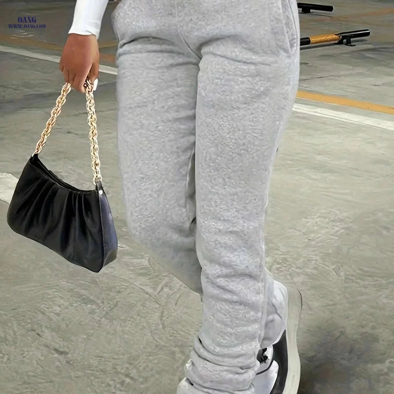 Women's Casual Loose-Fit Jogger Pants - Soft, Drawstring Waist Design   OAXG Light Grey / S