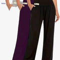 Women's Casual Loose Pants - 3-Pack Breathable Joggers, Elastic Waist   OAXG Black/purple/grey / XS