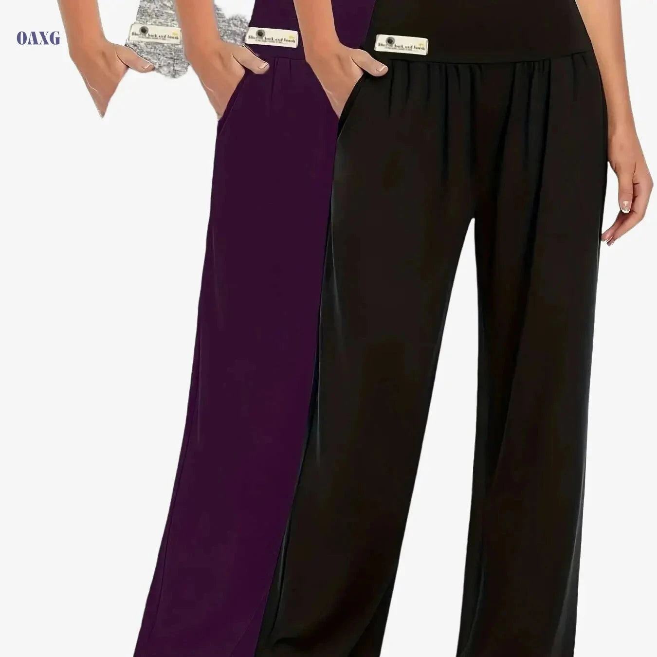 Women's Casual Loose Pants - 3-Pack Breathable Joggers, Elastic Waist   OAXG Black/purple/grey / XS