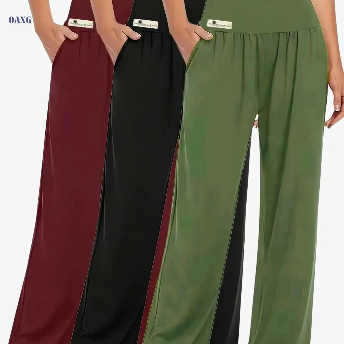 Women's Casual Loose Pants - 3-Pack Breathable Joggers, Elastic Waist   OAXG 