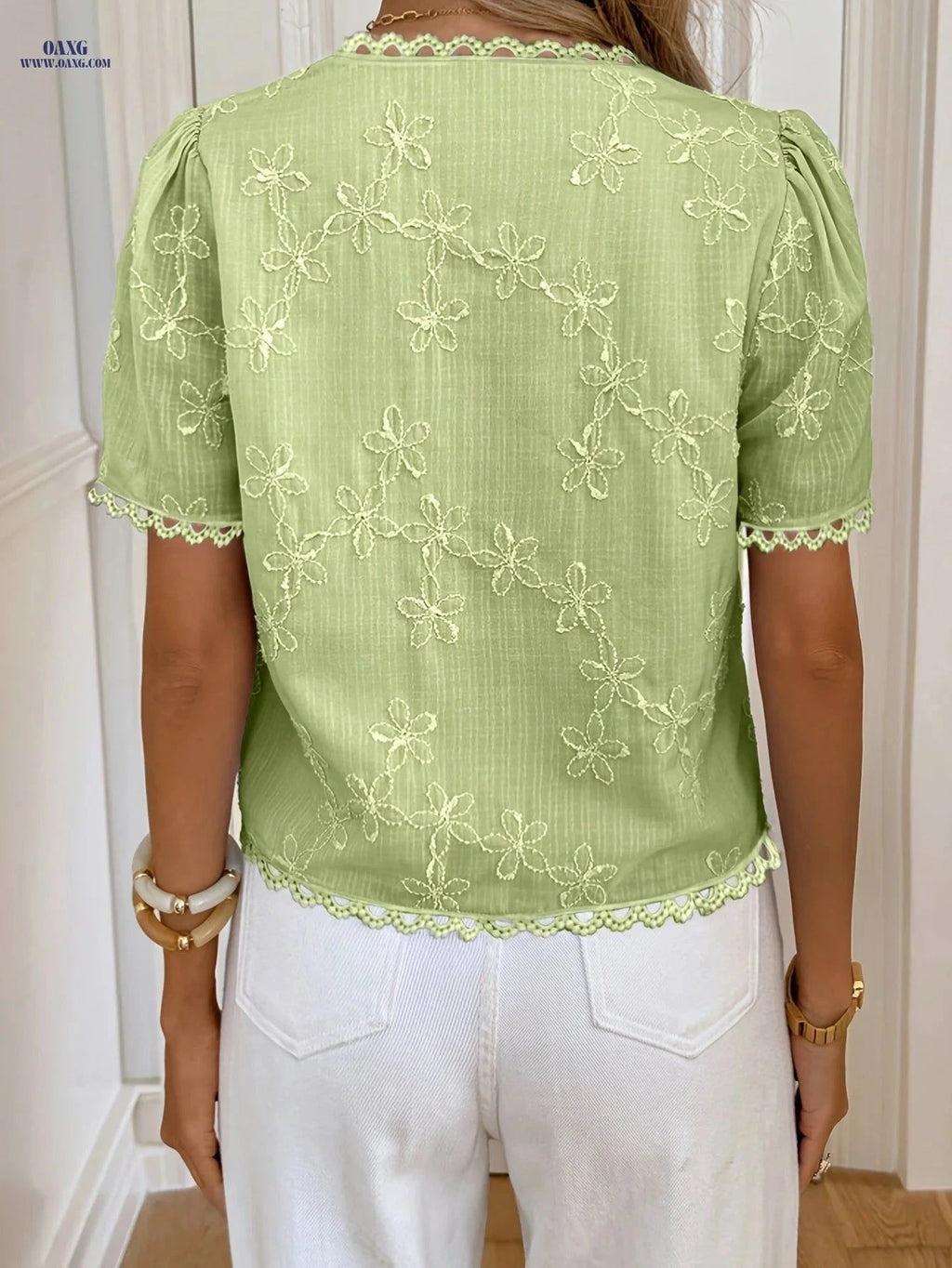 Women's Casual Open Front Shirt - Elegant Summer Top, Button-Up Design   OAXG Light Blue / S