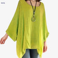 Women's Casual Polyester Tunic Top - Long Sleeve, Batwing Sleeve Style   OAXG Green / S