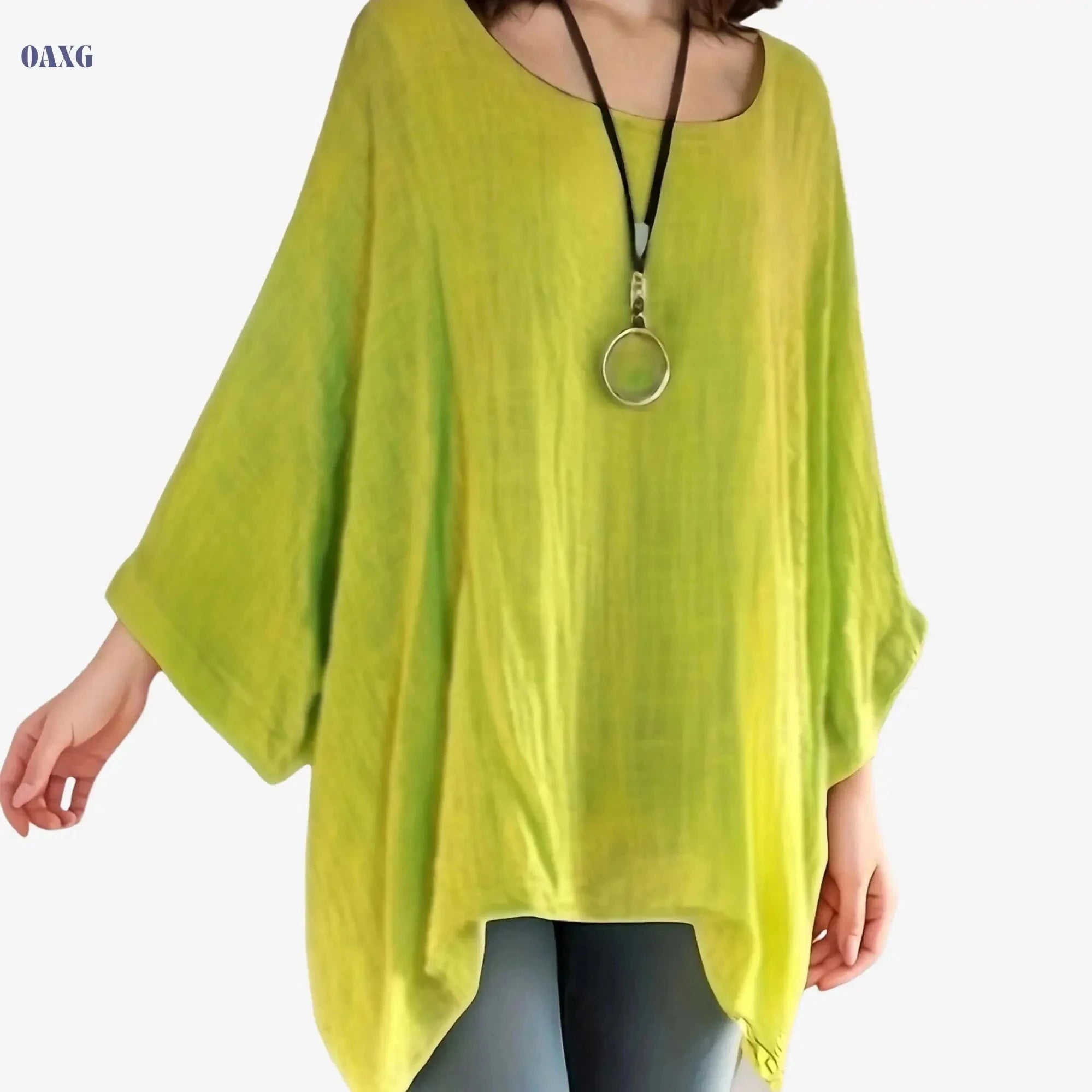 Women's Casual Polyester Tunic Top - Long Sleeve, Batwing Sleeve Style   OAXG Green / S