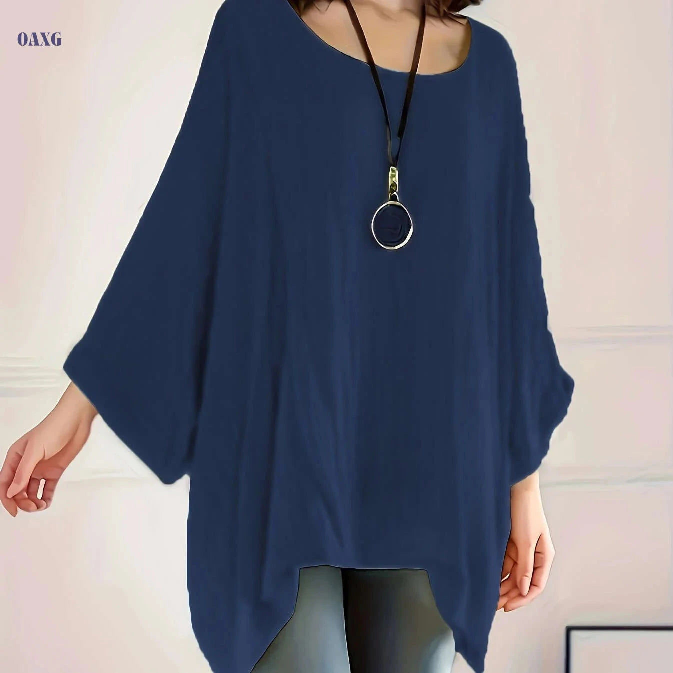 Women's Casual Polyester Tunic Top - Long Sleeve, Batwing Sleeve Style   OAXG Green / S
