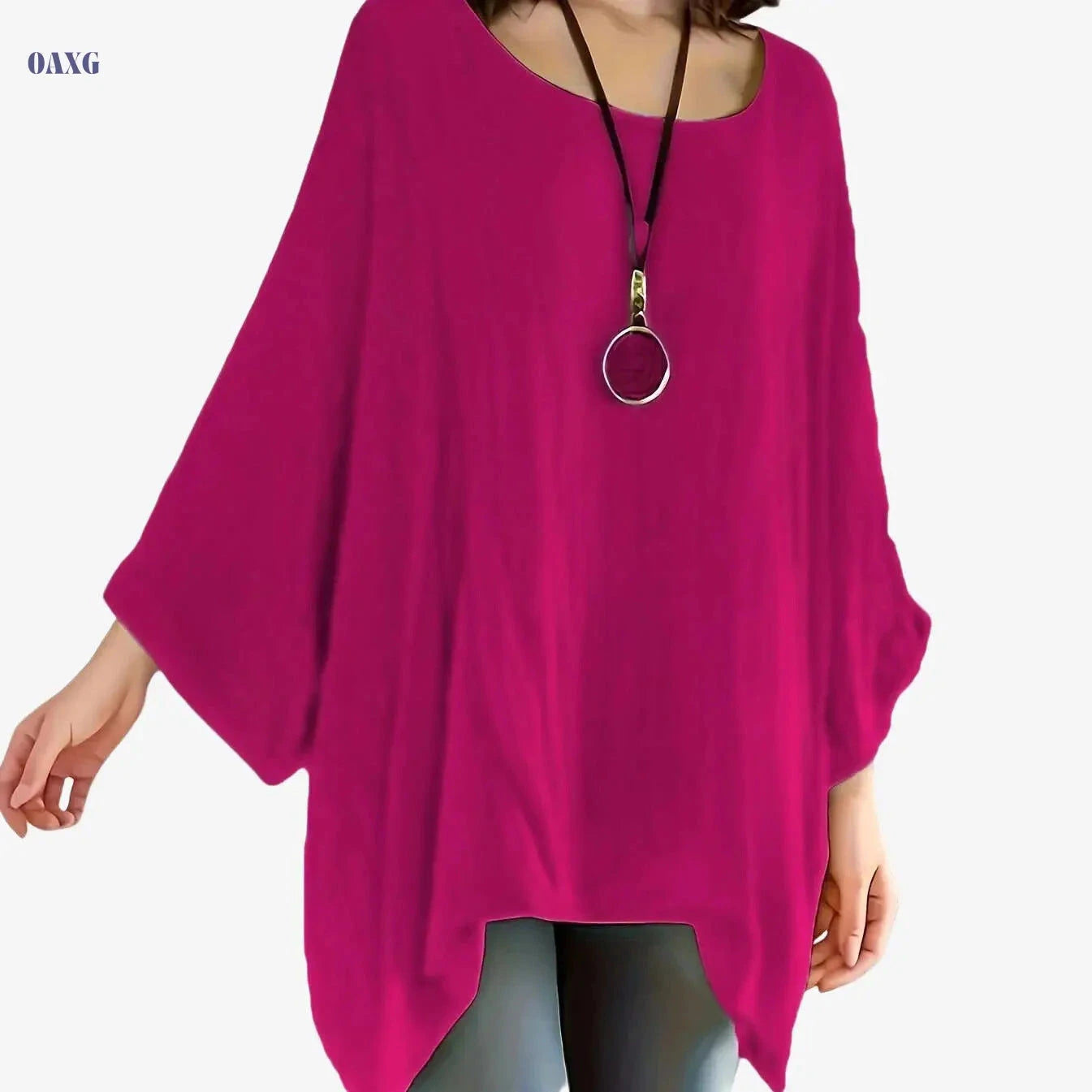 Women's Casual Polyester Tunic Top - Long Sleeve, Batwing Sleeve Style   OAXG Green / S