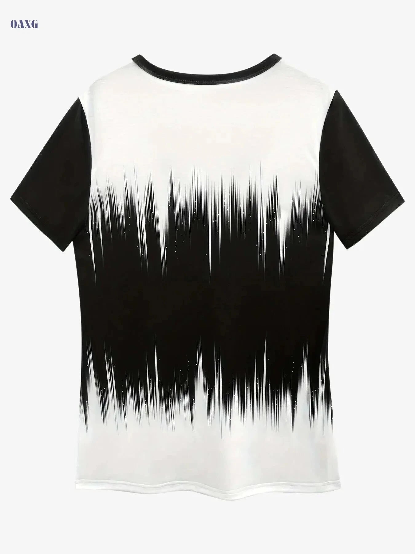 Women's Casual Pop Art T-Shirt - V-Collar & Vertical Stripe Print   OAXG Mixed Color / S