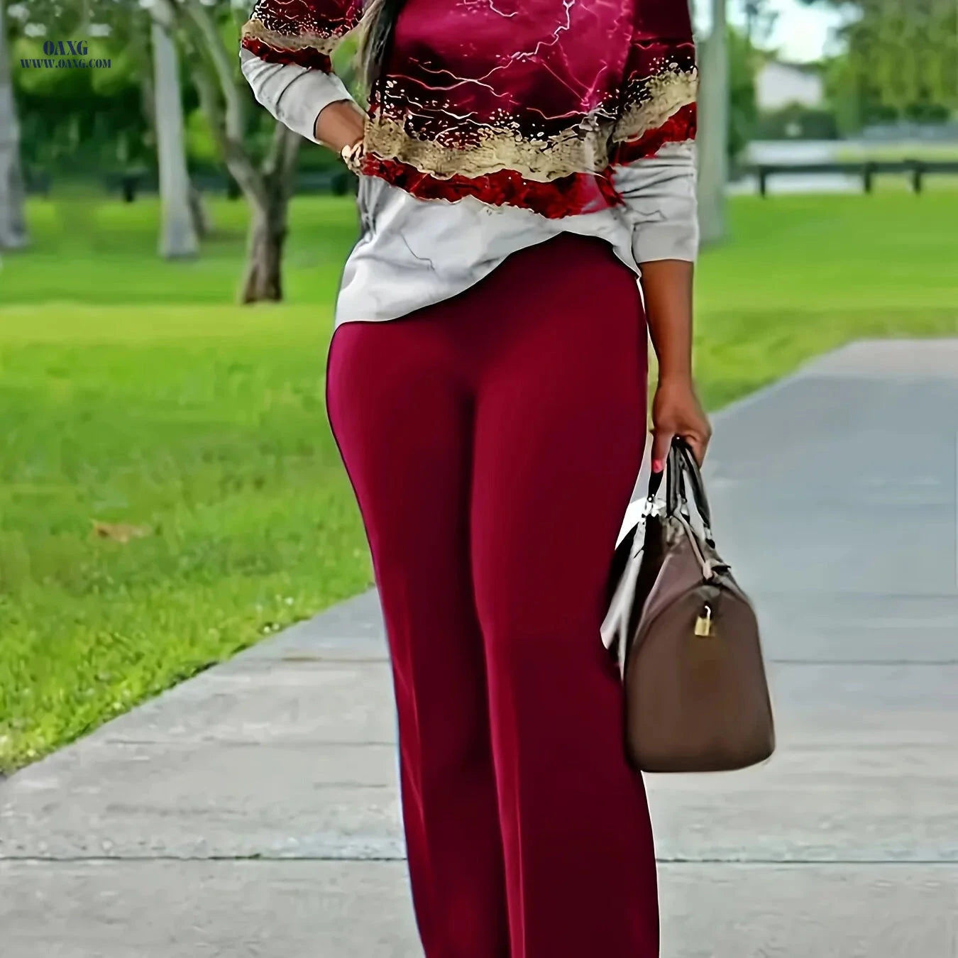 Women's Casual Printed Long Sleeve & Pants Set - Perfect for Spring   OAXG 