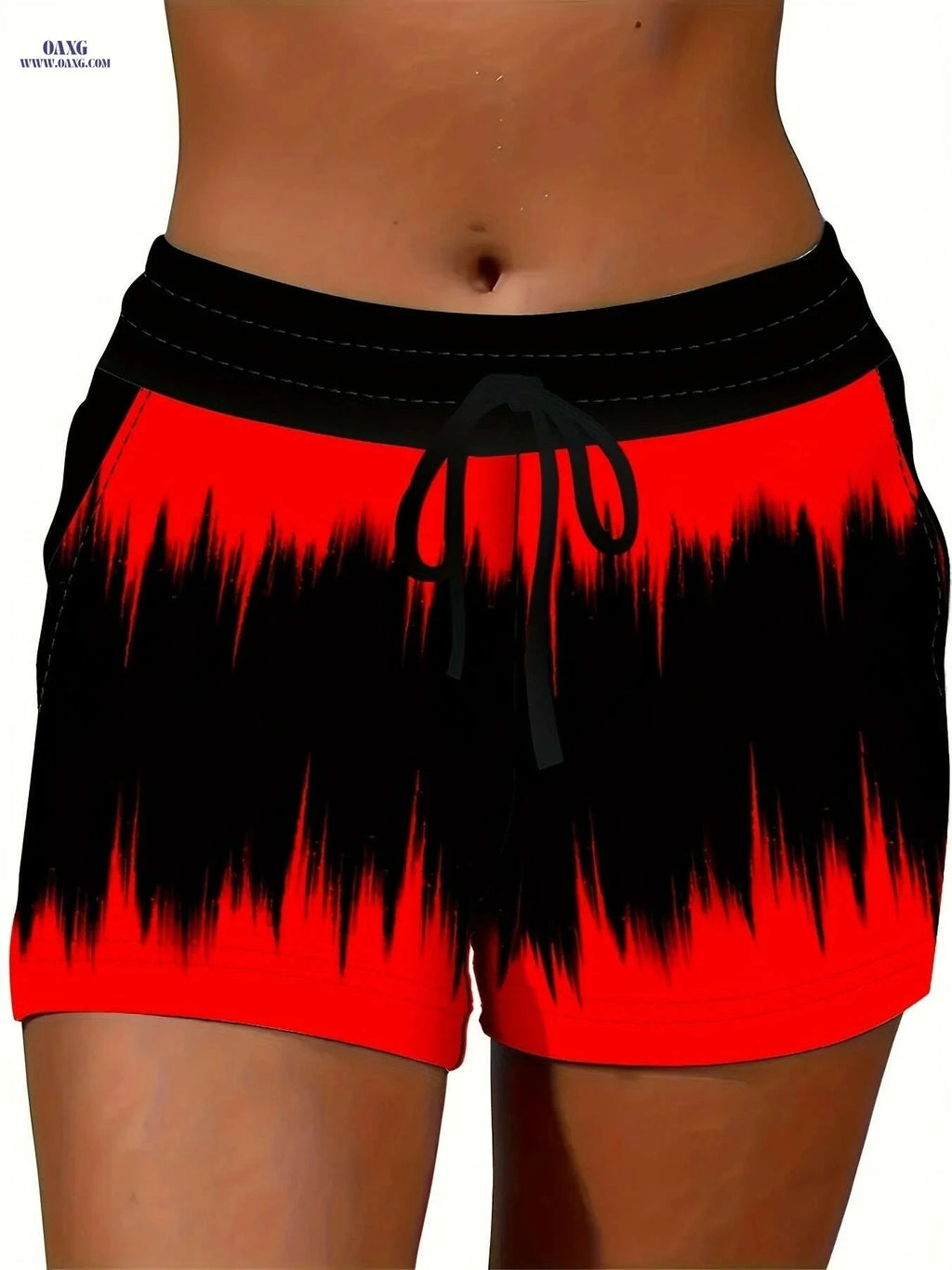 Women's Casual Printed Stretchy Shorts - Fitted Waist, Summer Style   OAXG 