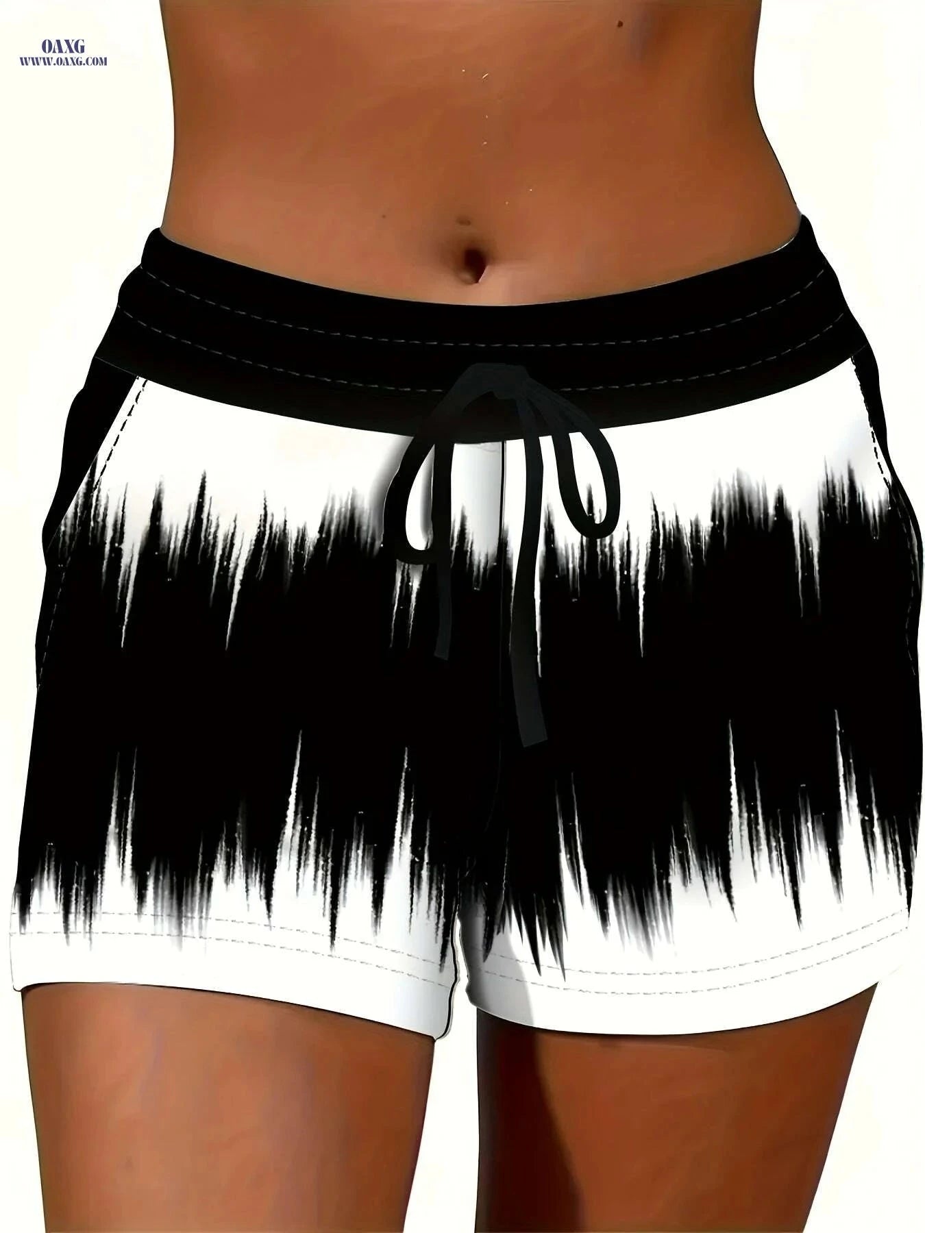 Women's Casual Printed Stretchy Shorts - Fitted Waist, Summer Style   OAXG 