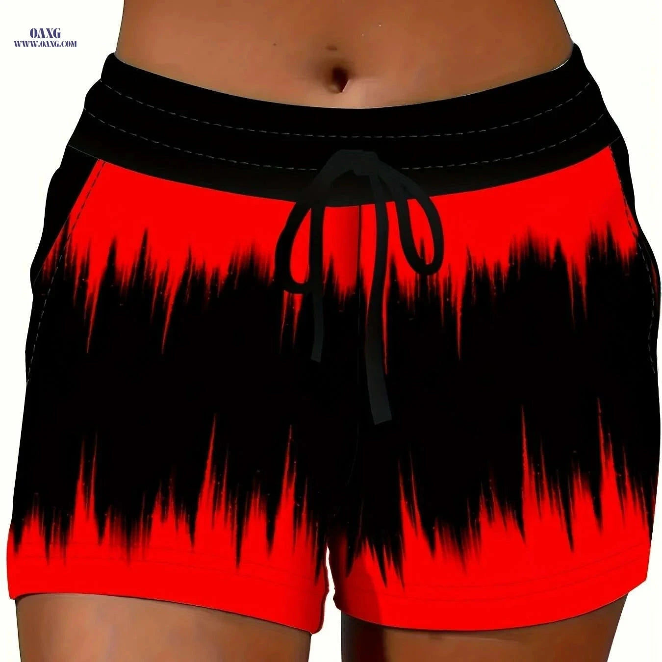Women's Casual Printed Stretchy Shorts - Fitted Waist, Summer Style   OAXG 