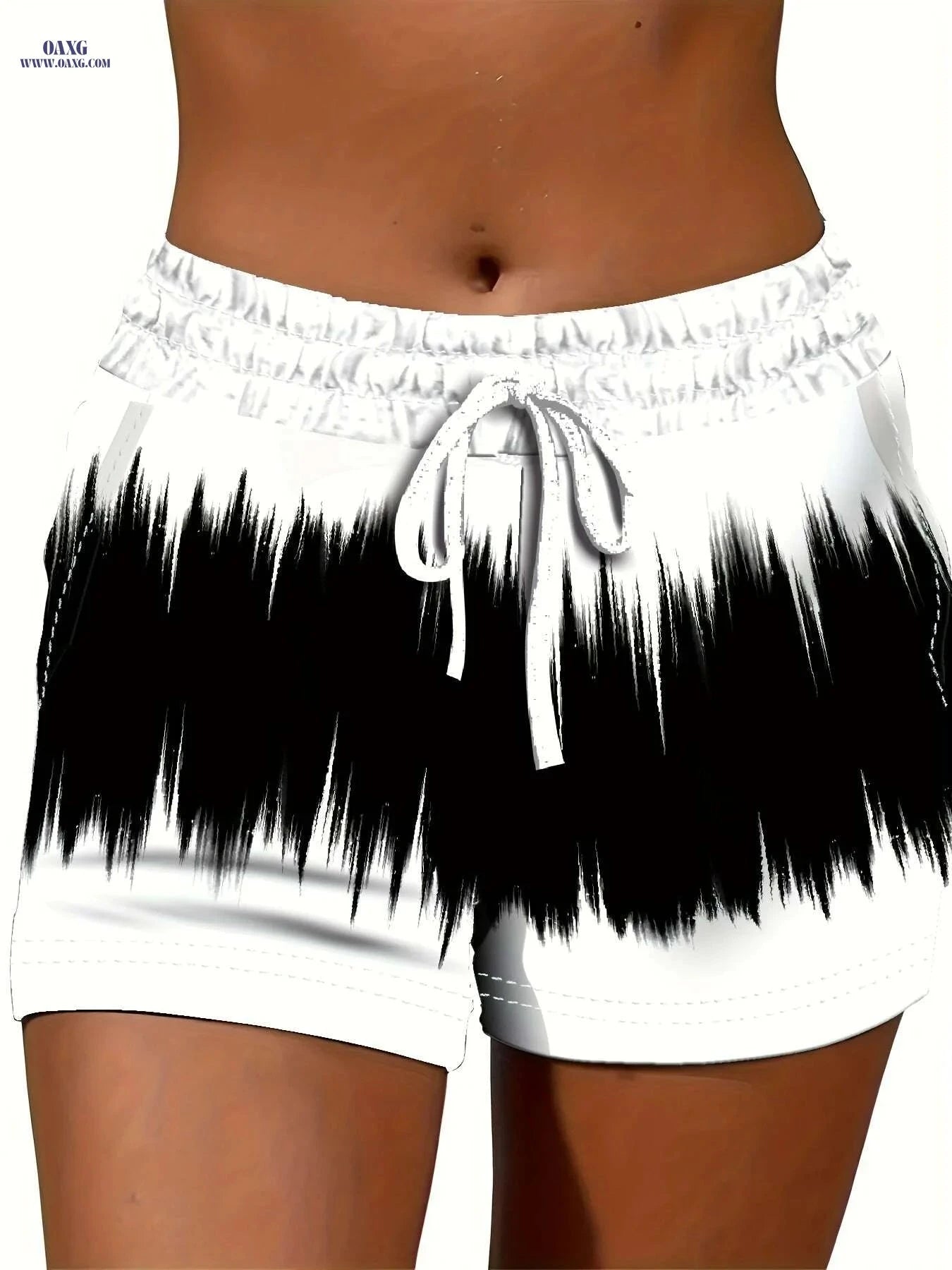 Women's Casual Printed Stretchy Shorts - Fitted Waist, Summer Style   OAXG 