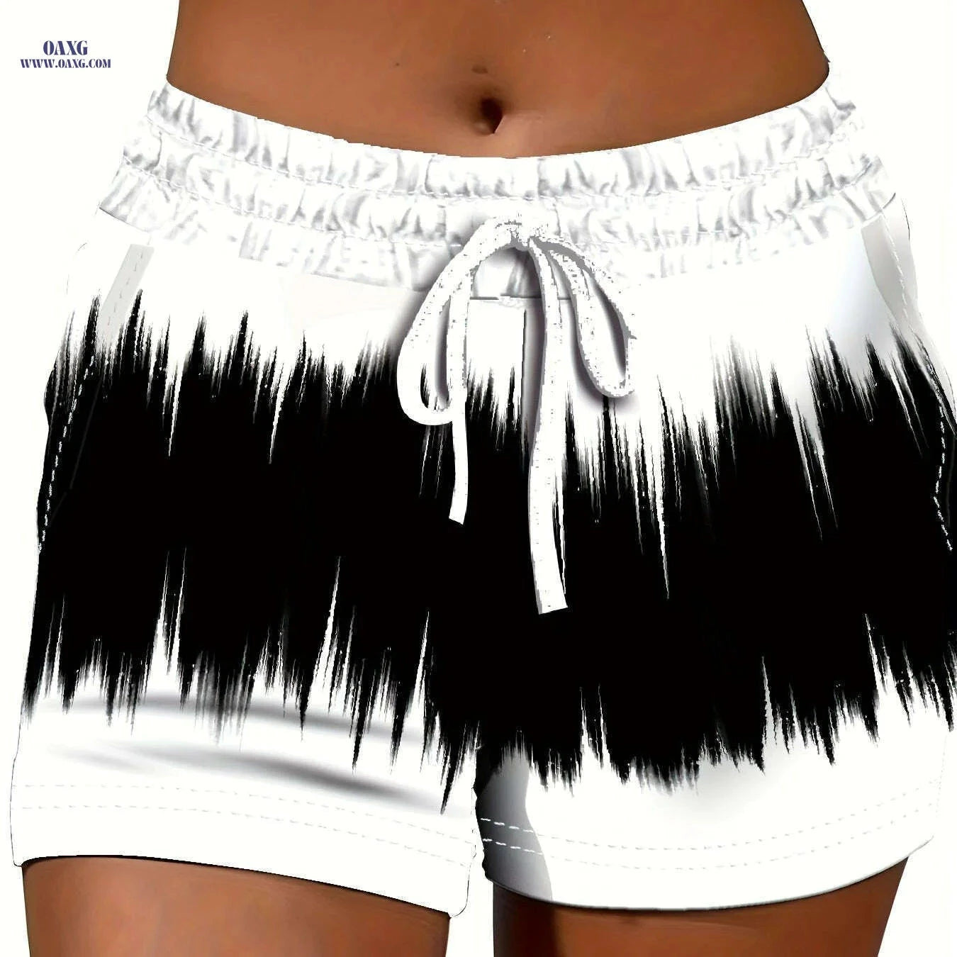 Women's Casual Printed Stretchy Shorts - Fitted Waist, Summer Style   OAXG 