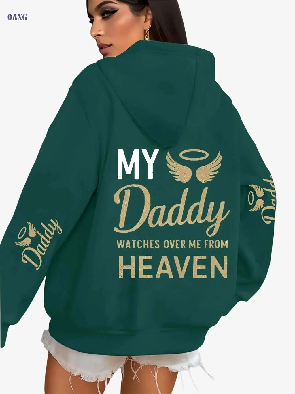 Women's Casual Privacy Hoodie - "My Daddy Watches Over Me" Print   OAXG 