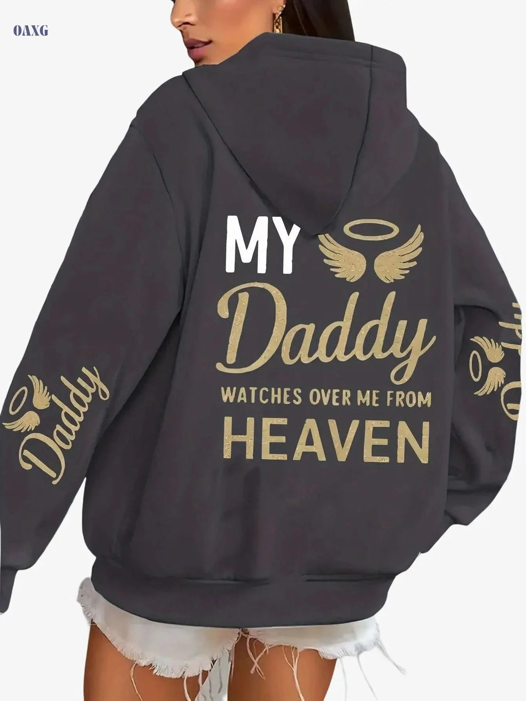 Women's Casual Privacy Hoodie - "My Daddy Watches Over Me" Print   OAXG 