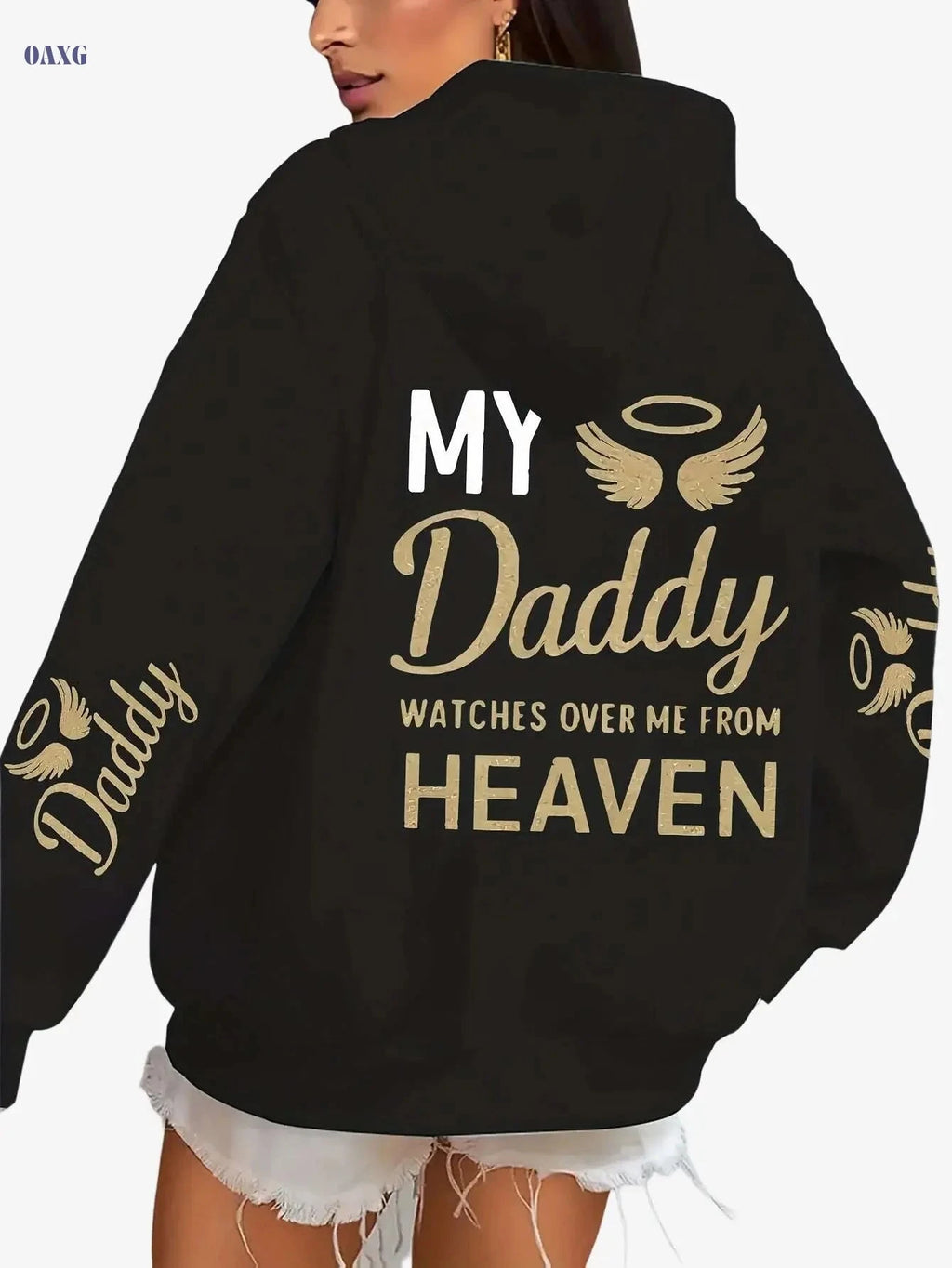Women's Casual Privacy Hoodie - "My Daddy Watches Over Me" Print   OAXG 