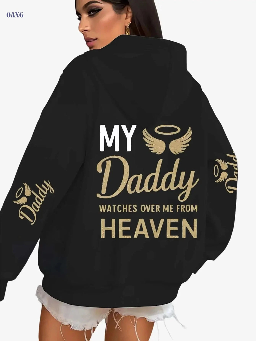 Women's Casual Privacy Hoodie - "My Daddy Watches Over Me" Print   OAXG 