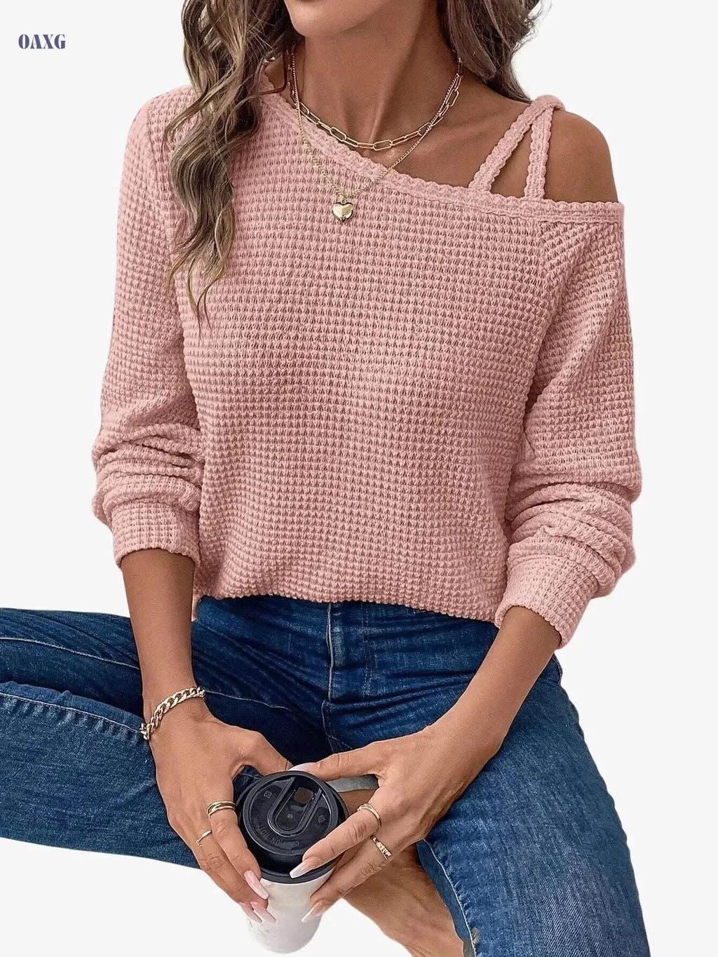 Women's Casual Raglan Sleeve T-Shirt – Elegant and Semi-Sheer Design   OAXG 