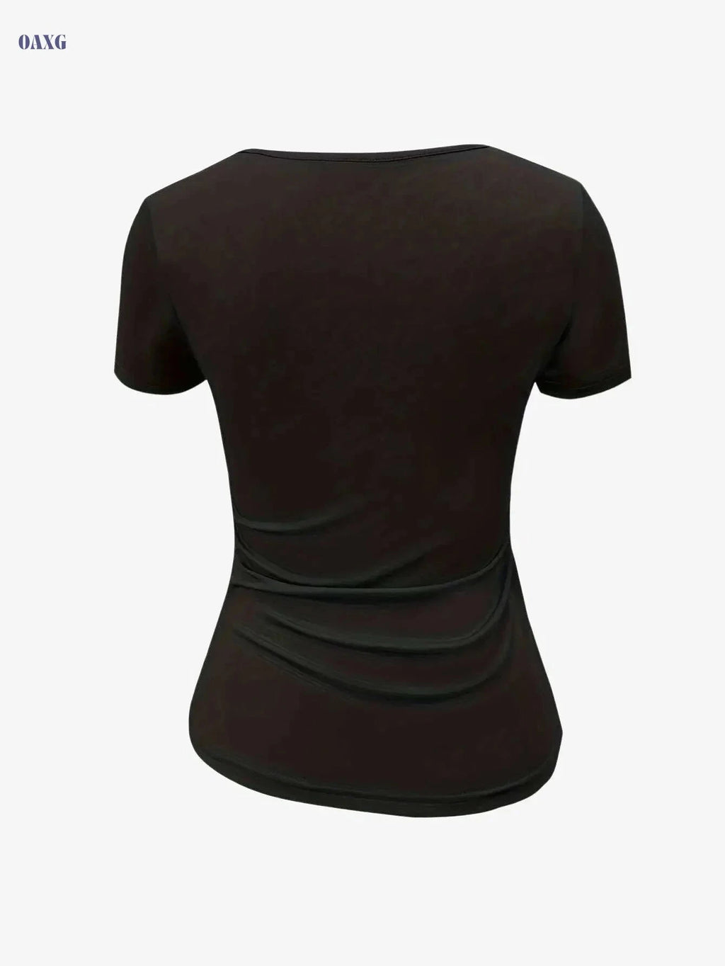 Women's Casual Ripped T-Shirt - Solid Color Crew Neck for Summer   OAXG Black / S