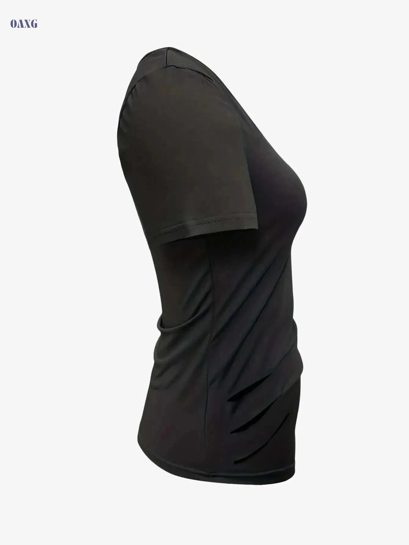 Women's Casual Ripped T-Shirt - Solid Color Crew Neck for Summer   OAXG Black / S