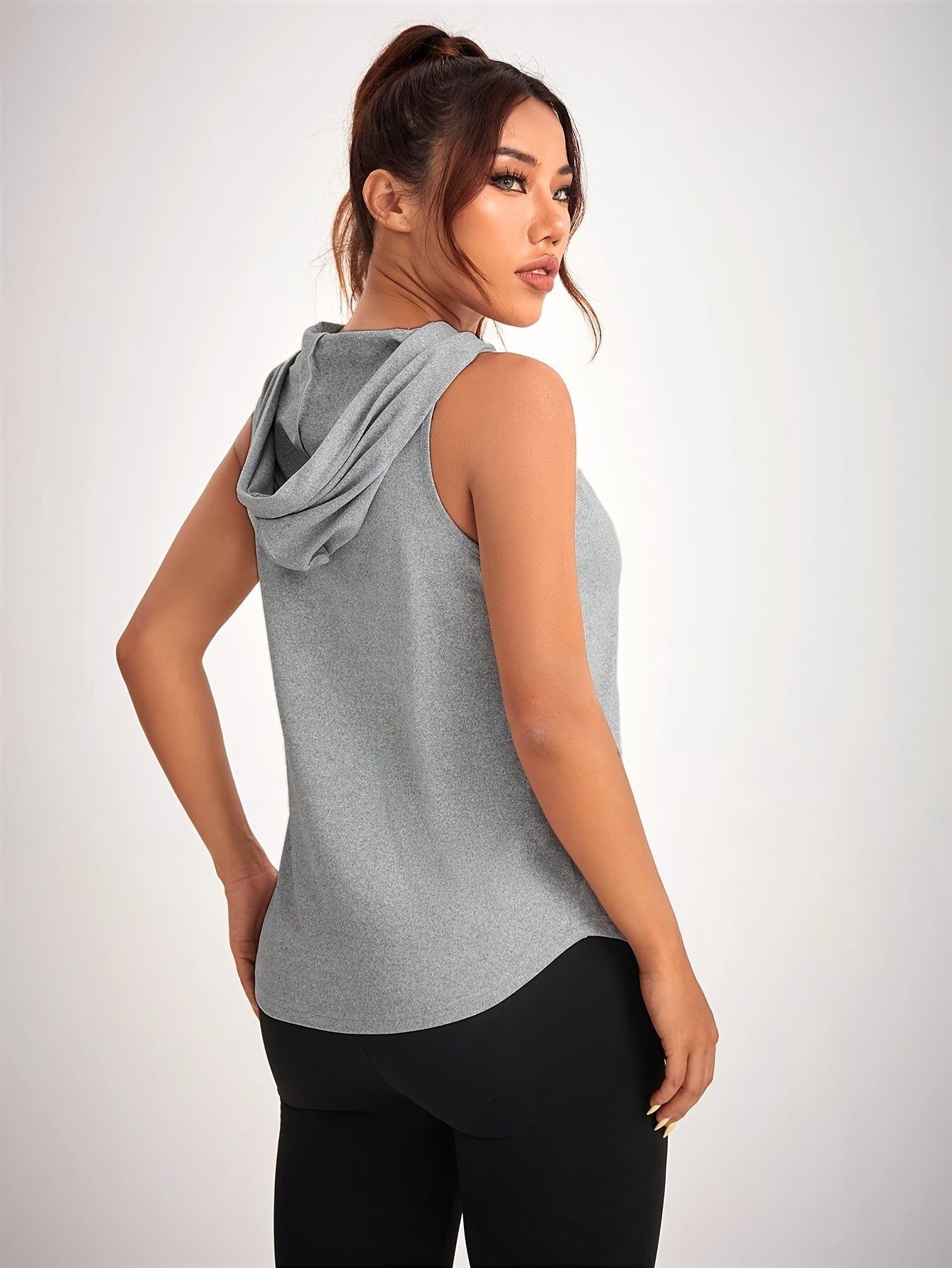 Women's Casual Sleeveless Hooded Vest - Spring/Summer Fashion   OAXG Grey / S