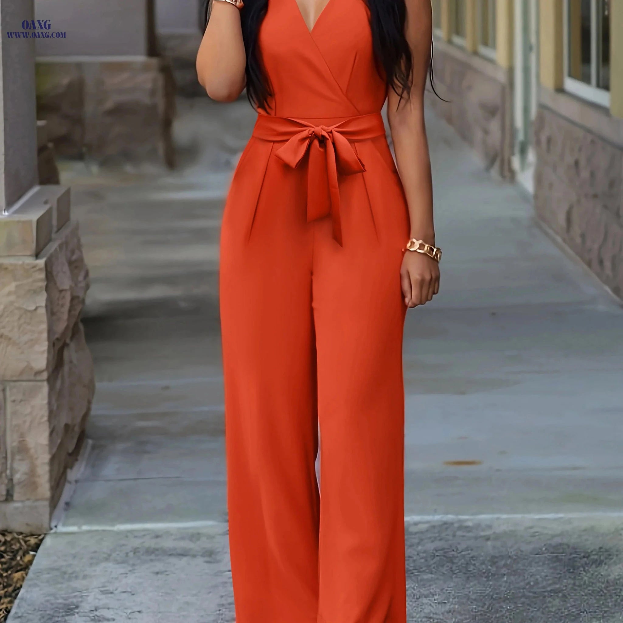 Women's Casual Sleeveless Leggings - Loose Fit Summer Style   OAXG Orange red / S