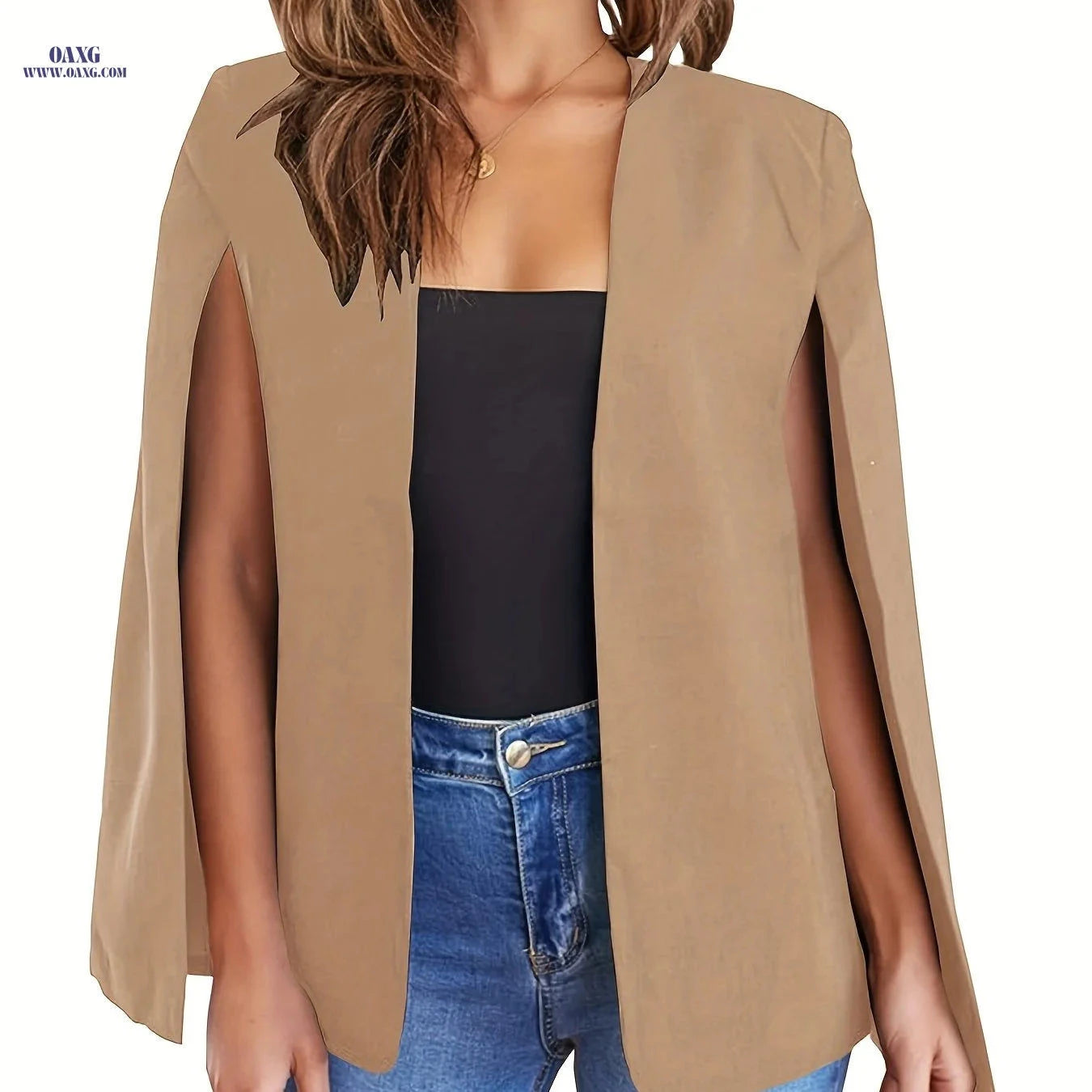 Women's Casual Slit Sleeve Blazer - Stylish Polyester Outerwear   OAXG 