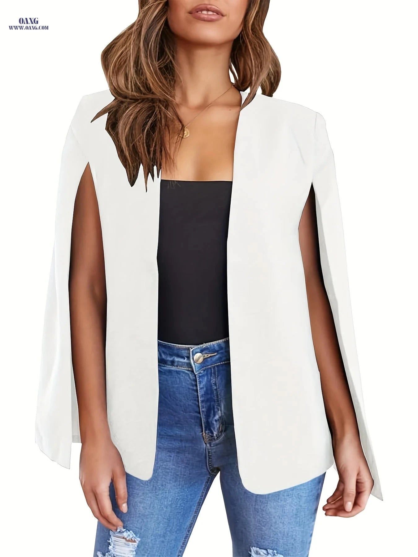 Women's Casual Slit Sleeve Blazer - Stylish Polyester Outerwear   OAXG 