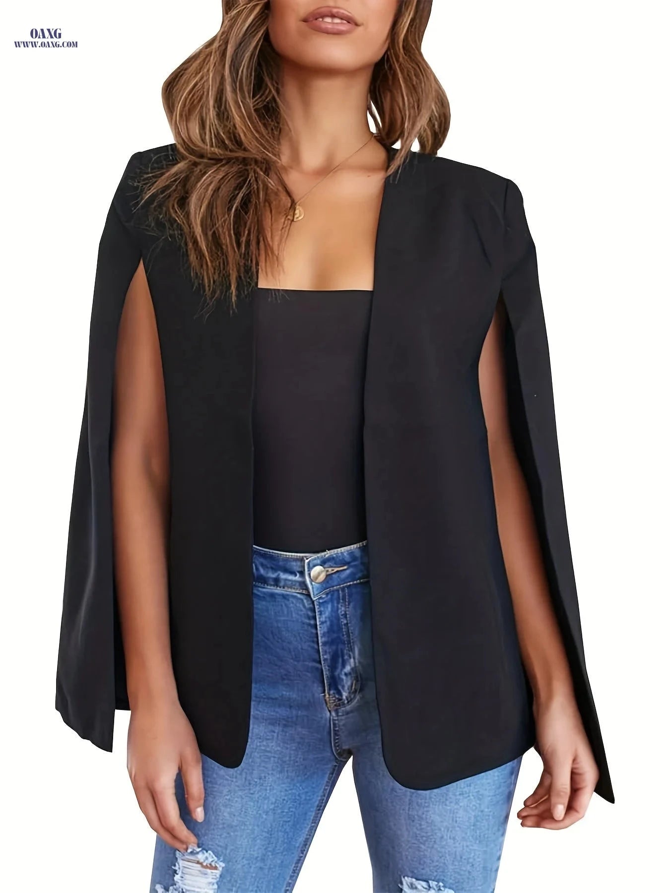 Women's Casual Slit Sleeve Blazer - Stylish Polyester Outerwear   OAXG 