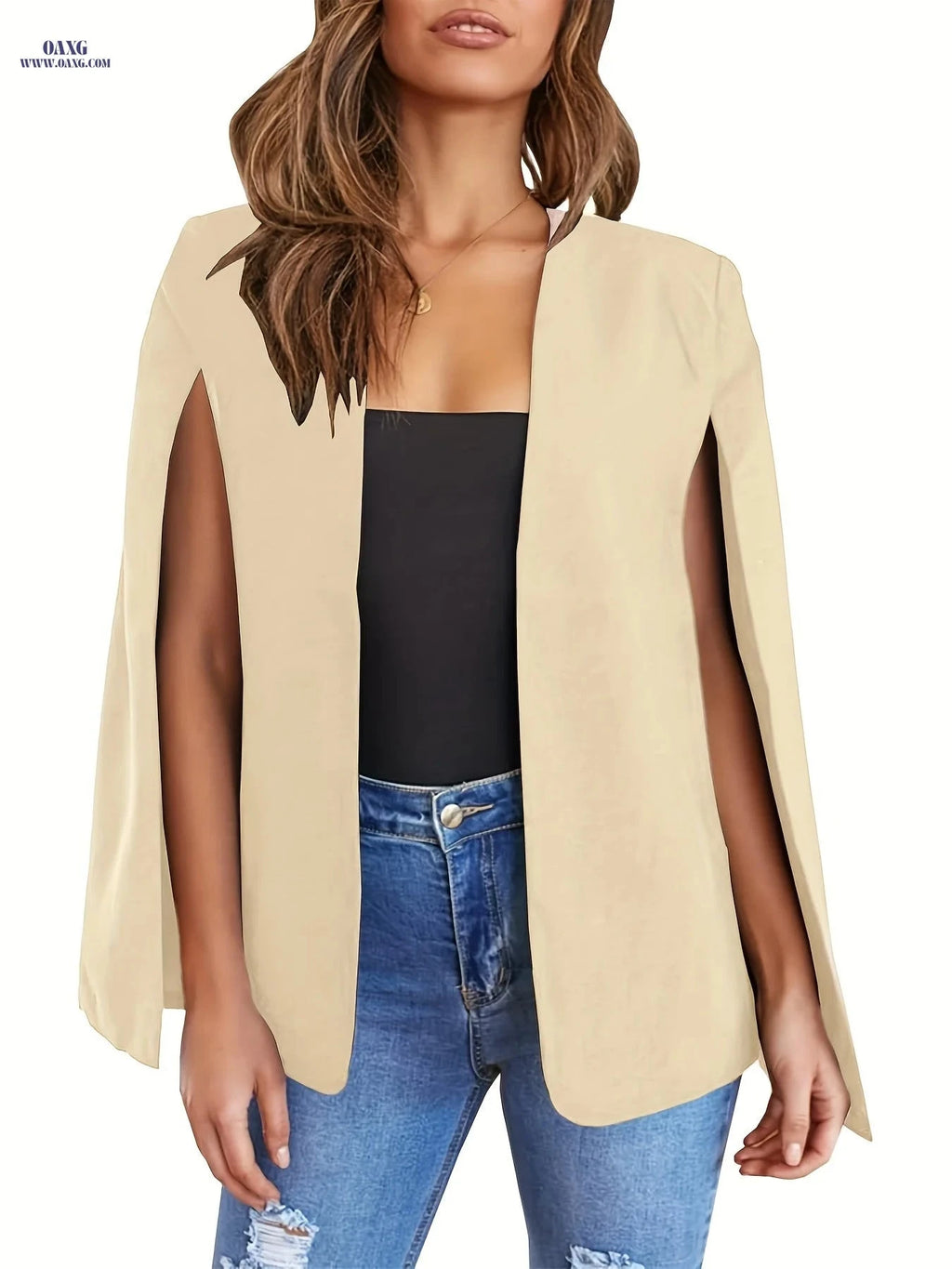 Women's Casual Slit Sleeve Blazer - Stylish Polyester Outerwear   OAXG 