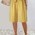Women’s Casual Solid Color Drawstring Shorts - Lightweight Polyester Beachwear   OAXG 