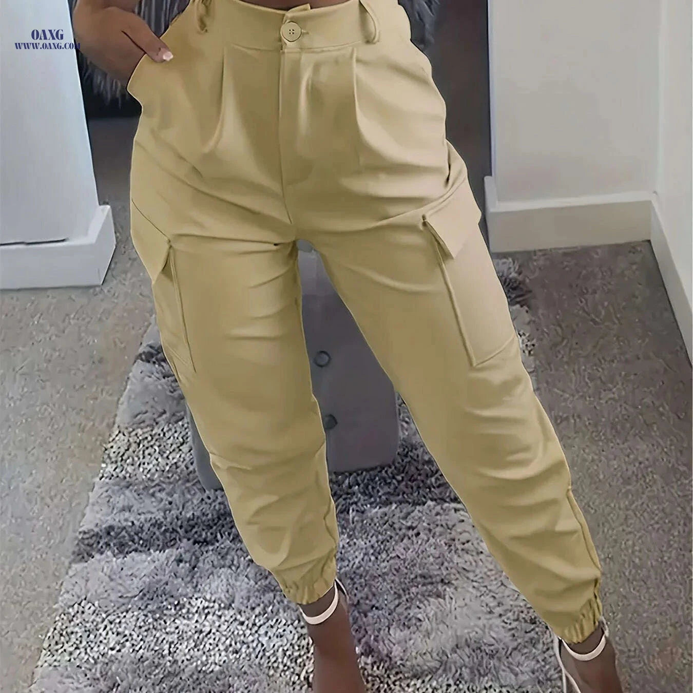 Women's Casual Solid Color Jogger Pants - All-Season Comfort Fit   OAXG 