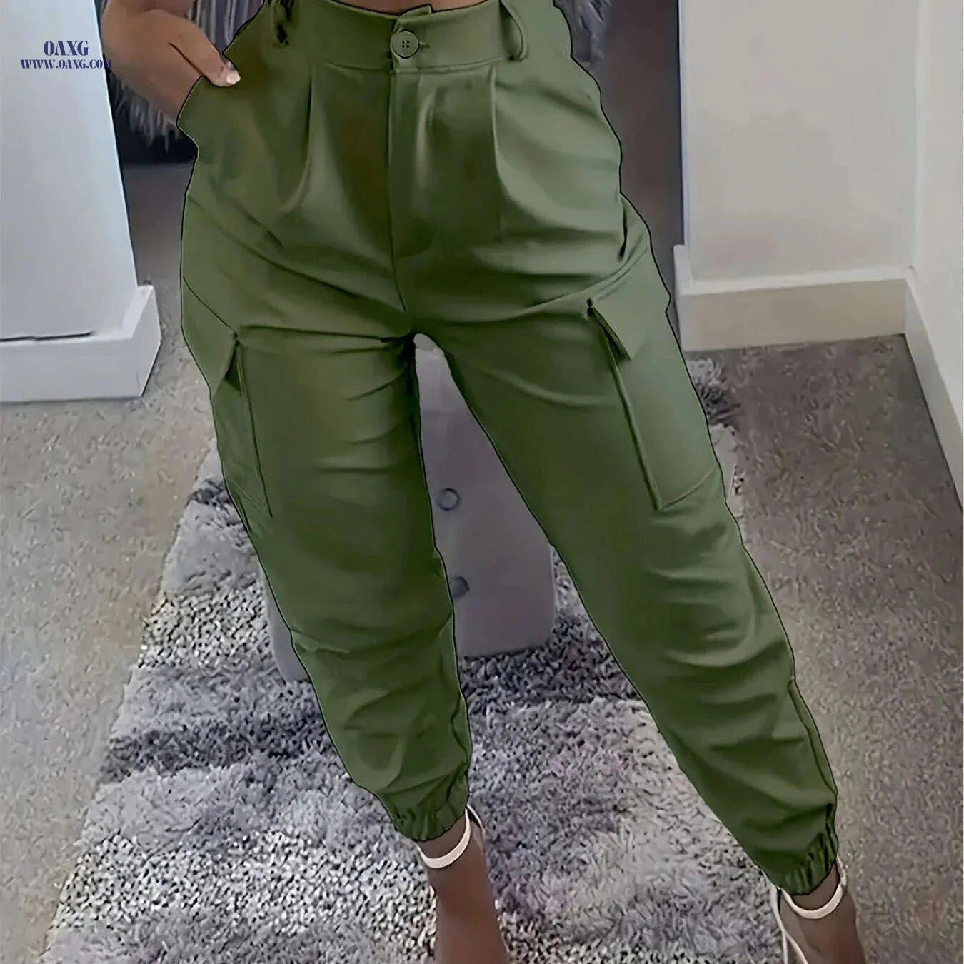 Women's Casual Solid Color Jogger Pants - All-Season Comfort Fit   OAXG Apricot / XS