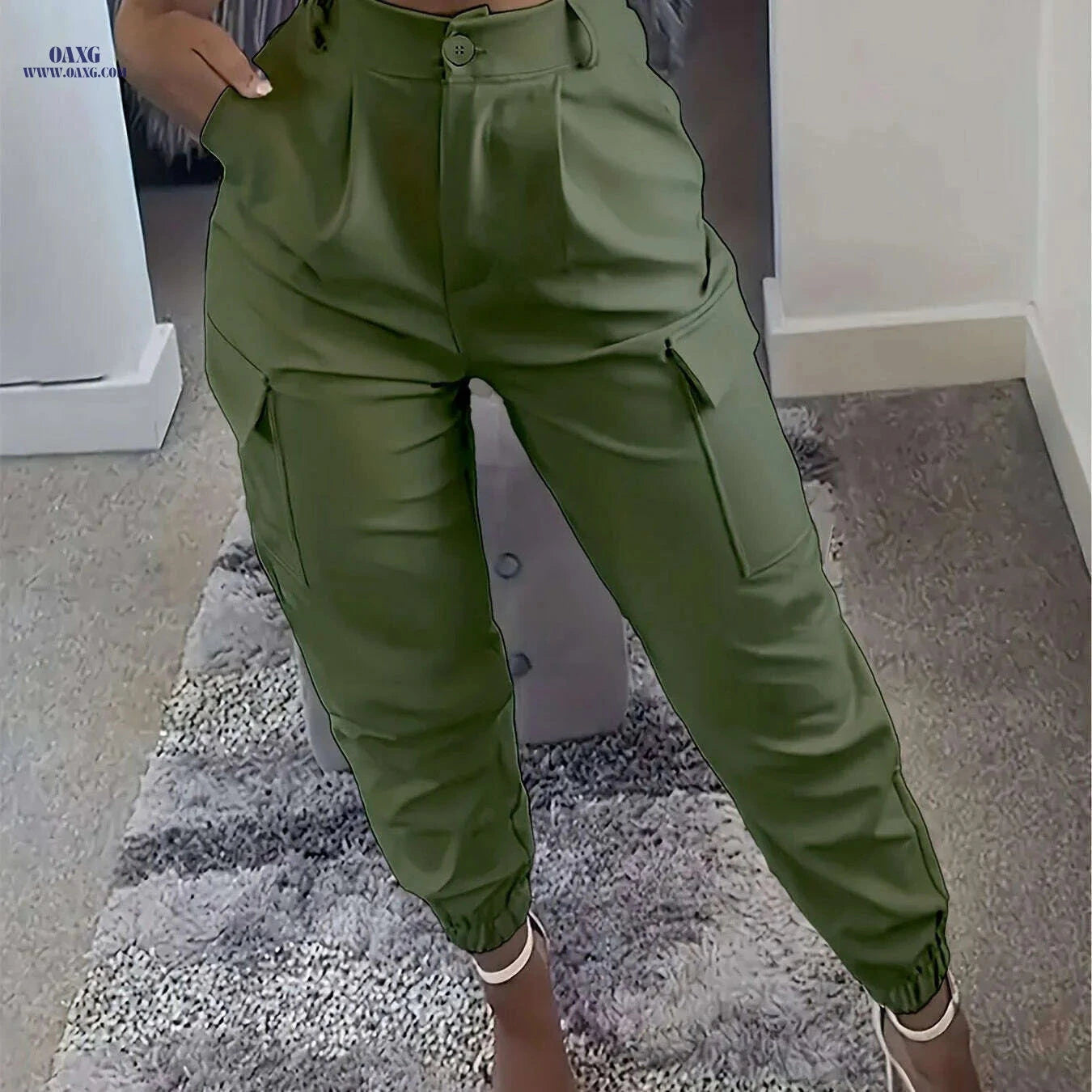 Women's Casual Solid Color Jogger Pants - All-Season Comfort Fit   OAXG 