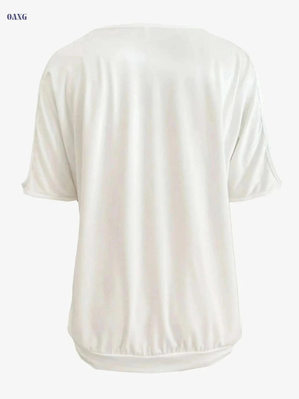 Women's Casual Solid Crew Neck T-Shirt - Short Sleeve for Summer   OAXG White / S