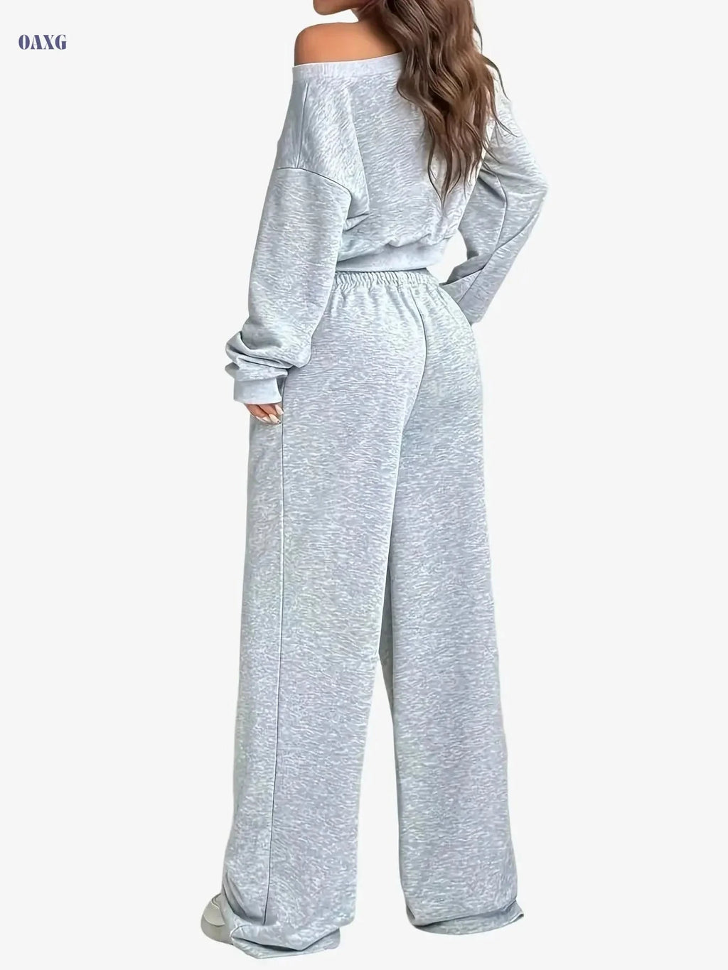 Women's Casual Sports Hoodie & Pants Set - Solid Color All-Season Wear   OAXG Light Grey / Asian S