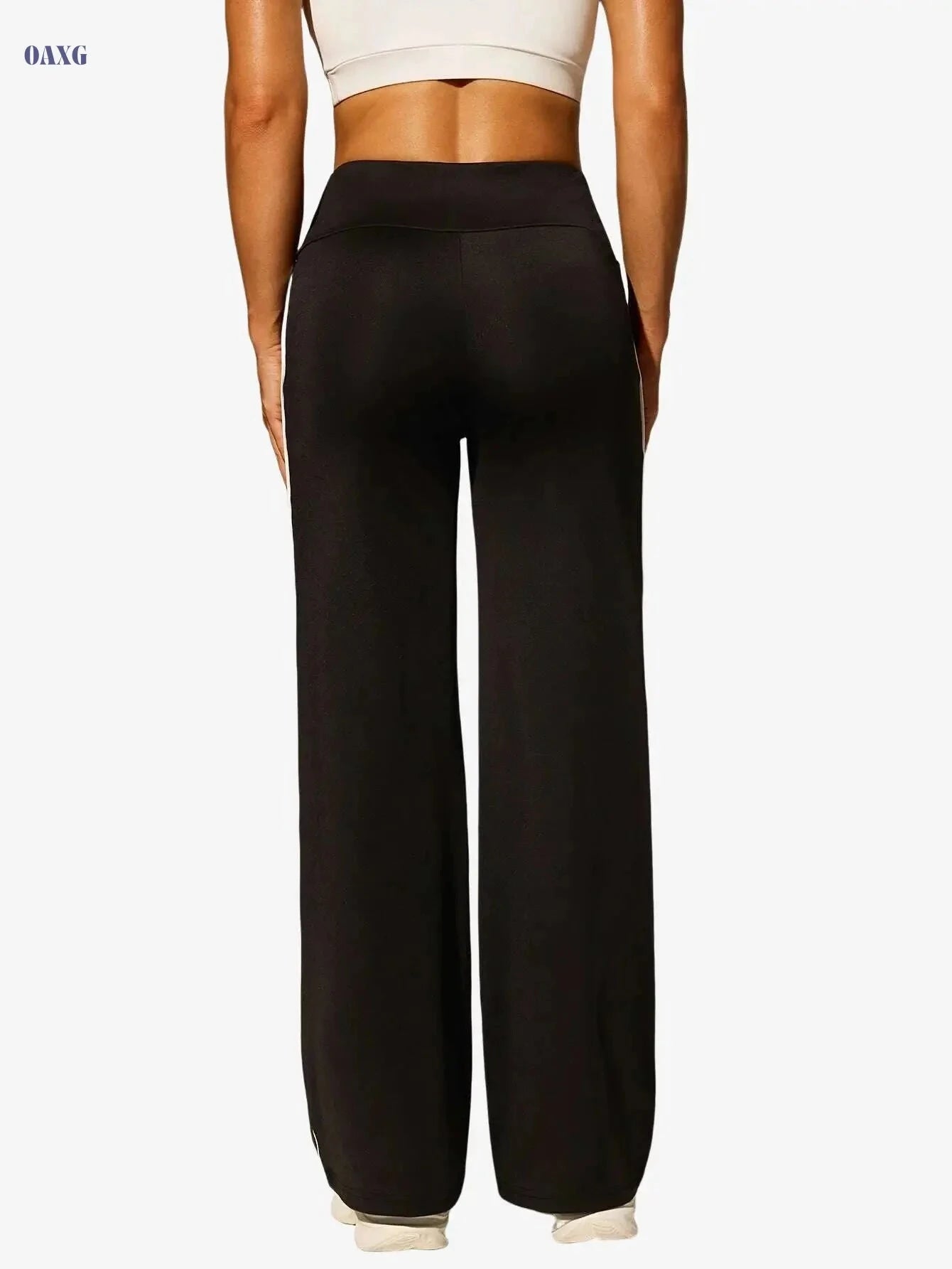 Women's Casual Sports Pants - High Stretch Wide Leg, All-Season Comfort   OAXG 