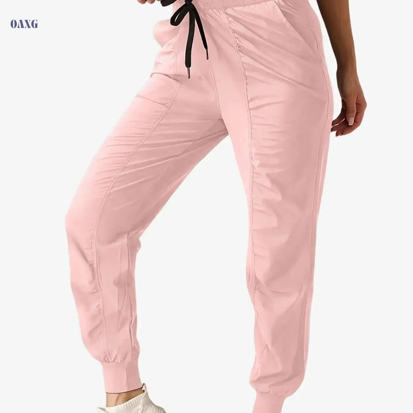 Women's Casual Sports Pants - Solid Color, Drawstring Waist, All-Season   OAXG 