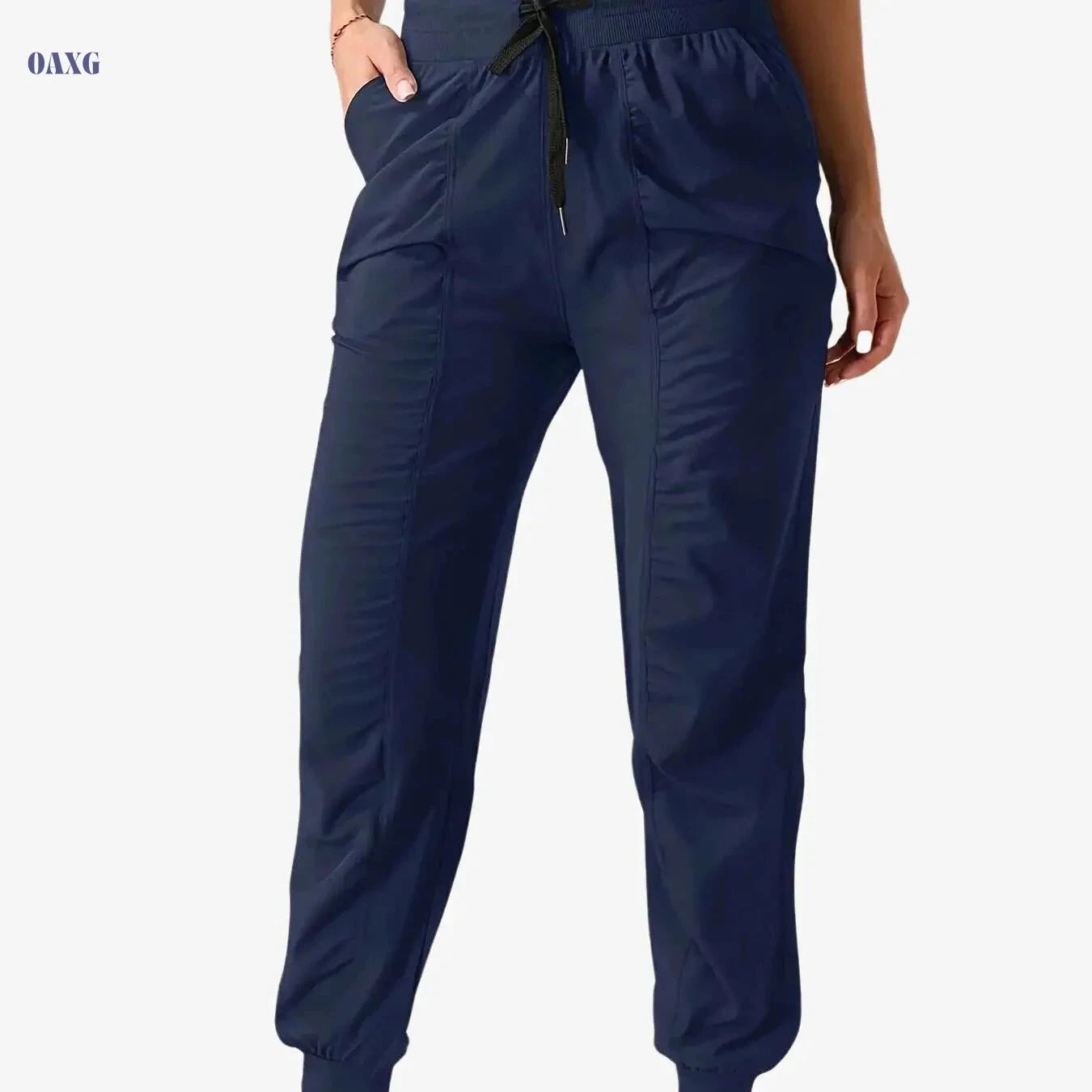 Women's Casual Sports Pants - Solid Color, Drawstring Waist, All-Season   OAXG 