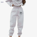 Women's Casual Sports Sweatshirt Set - Autumn Winter Eye Pattern   OAXG Black / S
