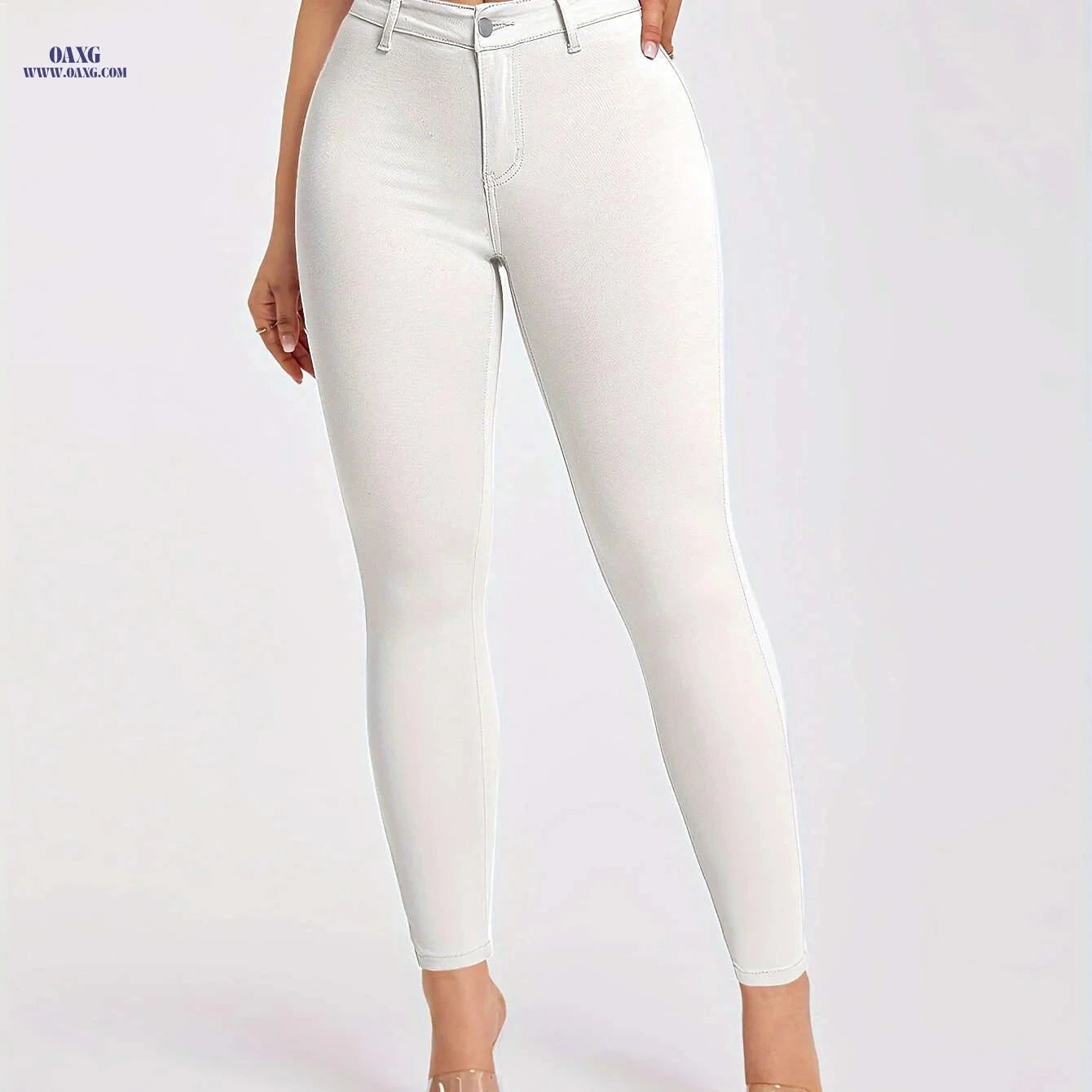 Women's Casual Stretch Long Pants - Standard Fit for Spring/Summer   OAXG Pink Color / XS