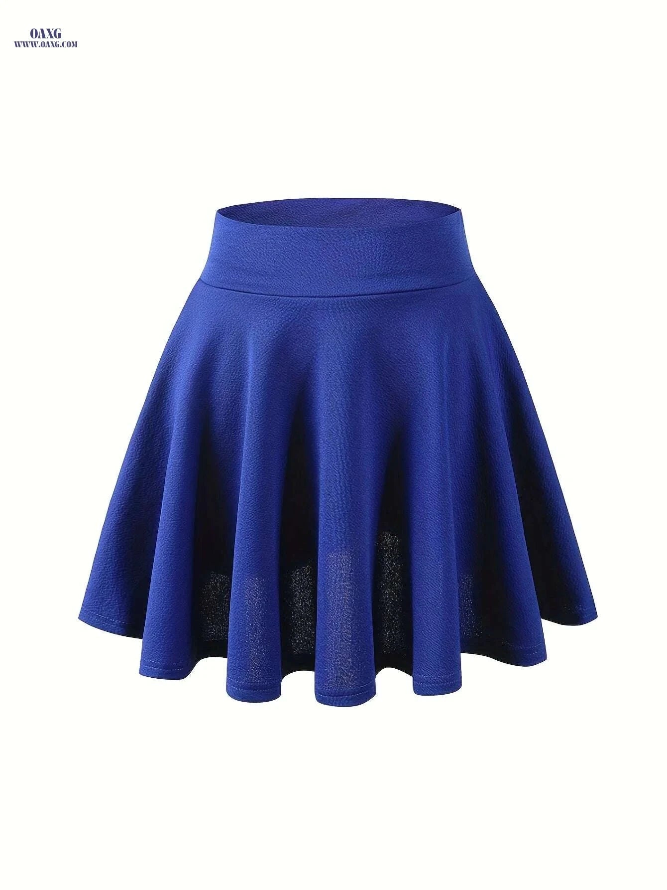Women's Casual Stretchy Flared Mini Skater Skirt - Solid Black A-Line   OAXG Black / XS
