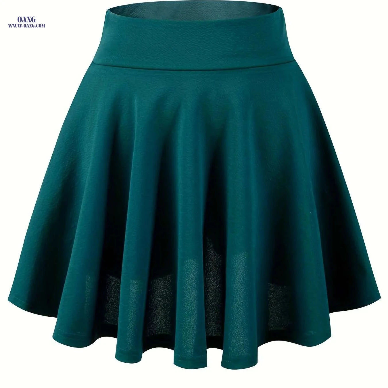 Women's Casual Stretchy Flared Mini Skater Skirt - Solid Black A-Line   OAXG 